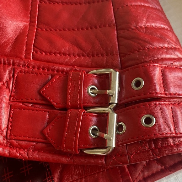 Vibrant Red Leather Moto Jacket - Picture 4 of 5